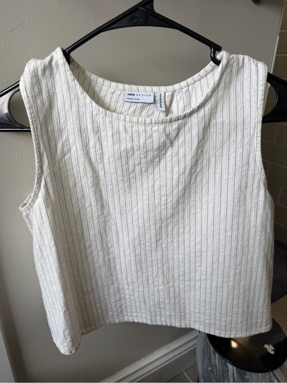 ASOS Cream White Pinstripe Sleeveless Tank